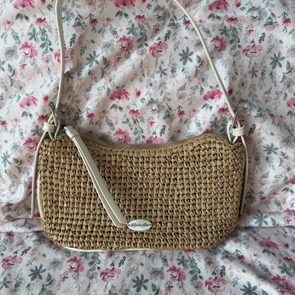 Beige Straw Shoulder Bag
